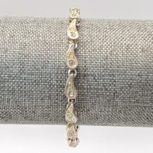 Napier Silver Plated Bracelet Vintage Tennis Style Crystal 7"